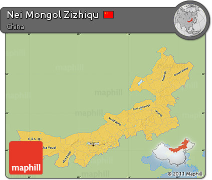 Savanna Style Map of Nei Mongol Zizhiqu, single color outside