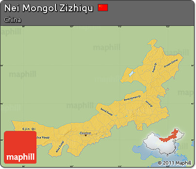Savanna Style Map of Nei Mongol Zizhiqu, single color outside