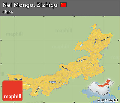 Savanna Style Map of Nei Mongol Zizhiqu, single color outside
