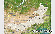 Shaded Relief Map of Nei Mongol Zizhiqu, satellite outside