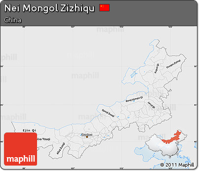 Silver Style Map of Nei Mongol Zizhiqu, single color outside