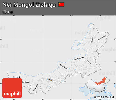 Silver Style Map of Nei Mongol Zizhiqu, single color outside