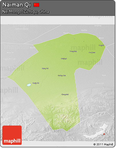 Physical 3D Map of Naiman Qi, lighten, desaturated