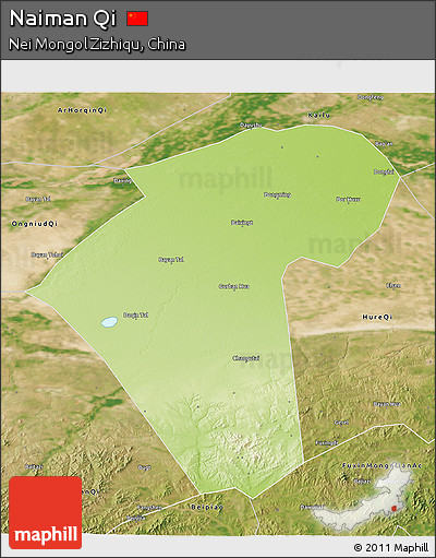 Physical 3D Map of Naiman Qi, satellite outside