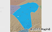 Political 3D Map of Naiman Qi, semi-desaturated