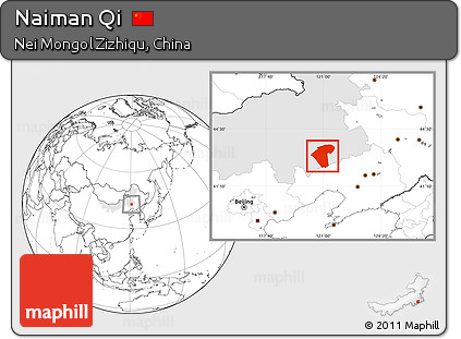 Blank Location Map of Naiman Qi, highlighted parent region