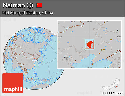 Gray Location Map of Naiman Qi