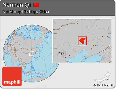 Gray Location Map of Naiman Qi
