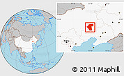 Gray Location Map of Naiman Qi, highlighted country