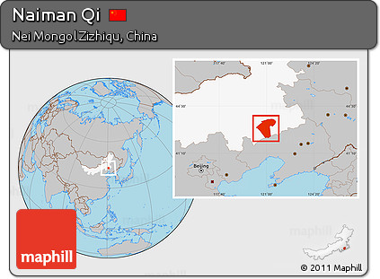Gray Location Map of Naiman Qi, highlighted parent region