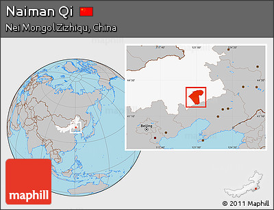Gray Location Map of Naiman Qi, highlighted parent region