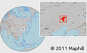 Gray Location Map of Naiman Qi, hill shading