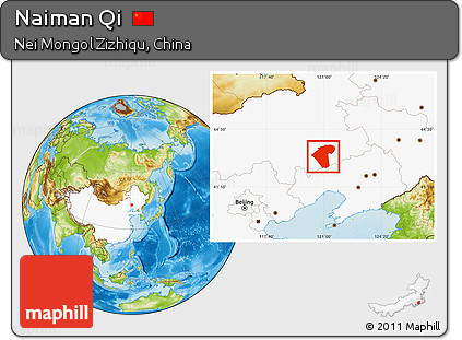 Physical Location Map of Naiman Qi, highlighted country