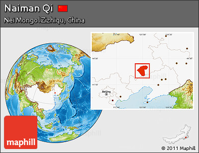 Physical Location Map of Naiman Qi, highlighted country