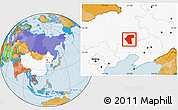 Political Location Map of Naiman Qi, highlighted country