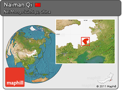 Satellite Location Map of Naiman Qi, highlighted parent region