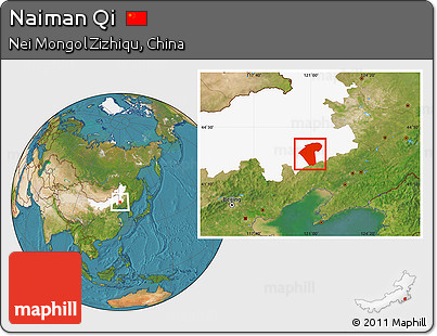 Satellite Location Map of Naiman Qi, highlighted parent region