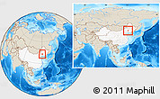 Shaded Relief Location Map of Naiman Qi, highlighted country, within the entire country