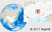 Shaded Relief Location Map of Naiman Qi, highlighted country