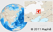 Shaded Relief Location Map of Naiman Qi, highlighted parent region