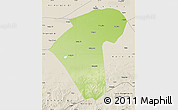 Physical Map of Naiman Qi, shaded relief outside
