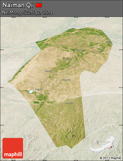 Satellite Map of Naiman Qi, lighten