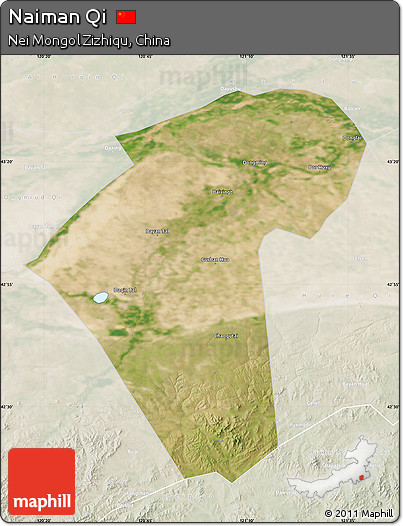 Satellite Map of Naiman Qi, lighten