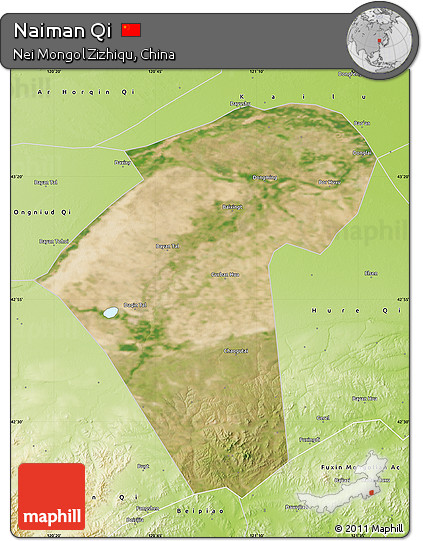 Satellite Map of Naiman Qi, physical outside