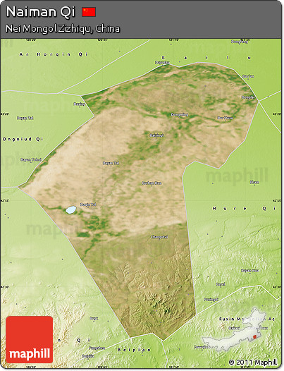 Satellite Map of Naiman Qi, physical outside