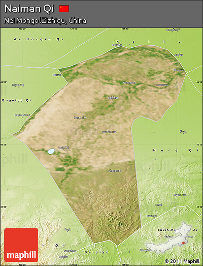 Satellite Map of Naiman Qi, physical outside