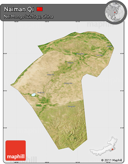 Satellite Map of Naiman Qi, single color outside