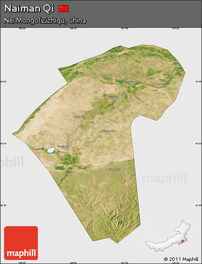 Satellite Map of Naiman Qi, single color outside