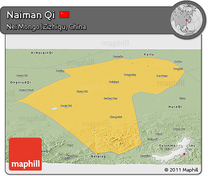 Savanna Style Panoramic Map of Naiman Qi