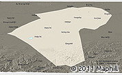 Shaded Relief Panoramic Map of Naiman Qi, darken