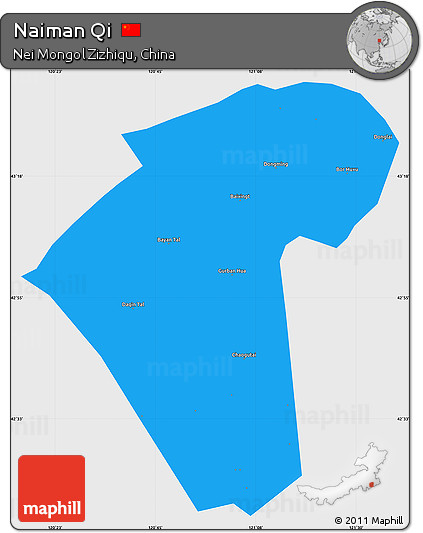 Political Simple Map of Naiman Qi, single color outside