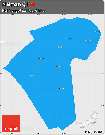 Political Simple Map of Naiman Qi, single color outside