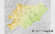 Physical 3D Map of Oroqen Zizhiqi, lighten, desaturated
