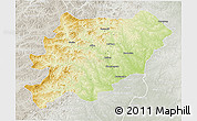 Physical 3D Map of Oroqen Zizhiqi, lighten, semi-desaturated