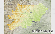 Physical 3D Map of Oroqen Zizhiqi, semi-desaturated