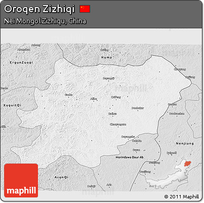 Silver Style 3D Map of Oroqen Zizhiqi