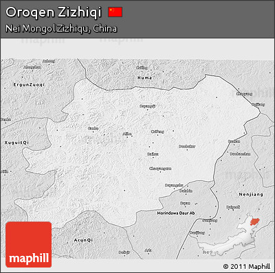 Silver Style 3D Map of Oroqen Zizhiqi