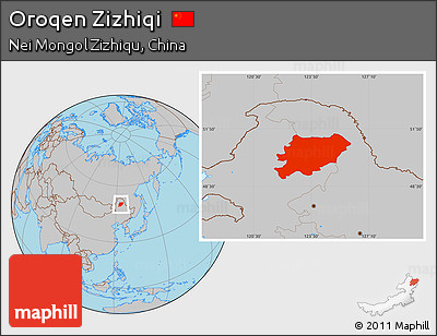 Gray Location Map of Oroqen Zizhiqi