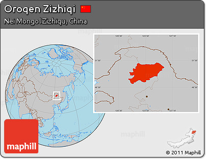 Gray Location Map of Oroqen Zizhiqi