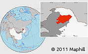 Gray Location Map of Oroqen Zizhiqi, highlighted country, highlighted parent region