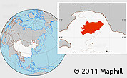 Gray Location Map of Oroqen Zizhiqi, highlighted country