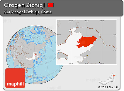Gray Location Map of Oroqen Zizhiqi, highlighted parent region