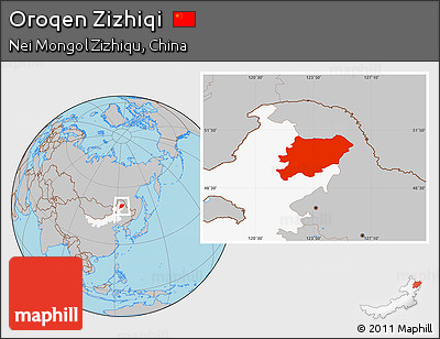 Gray Location Map of Oroqen Zizhiqi, highlighted parent region