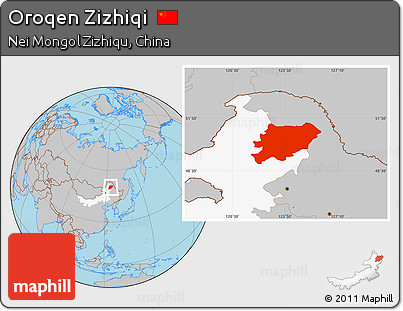 Gray Location Map of Oroqen Zizhiqi, highlighted parent region