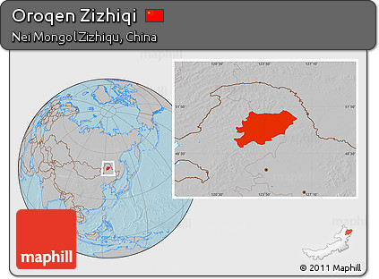 Gray Location Map of Oroqen Zizhiqi, hill shading