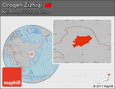 Gray Location Map of Oroqen Zizhiqi, hill shading